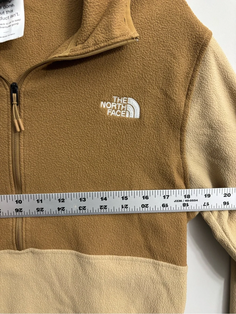 The North Face Men's Two-Tone Tan and Brown Half-Zip Fleece Pullover